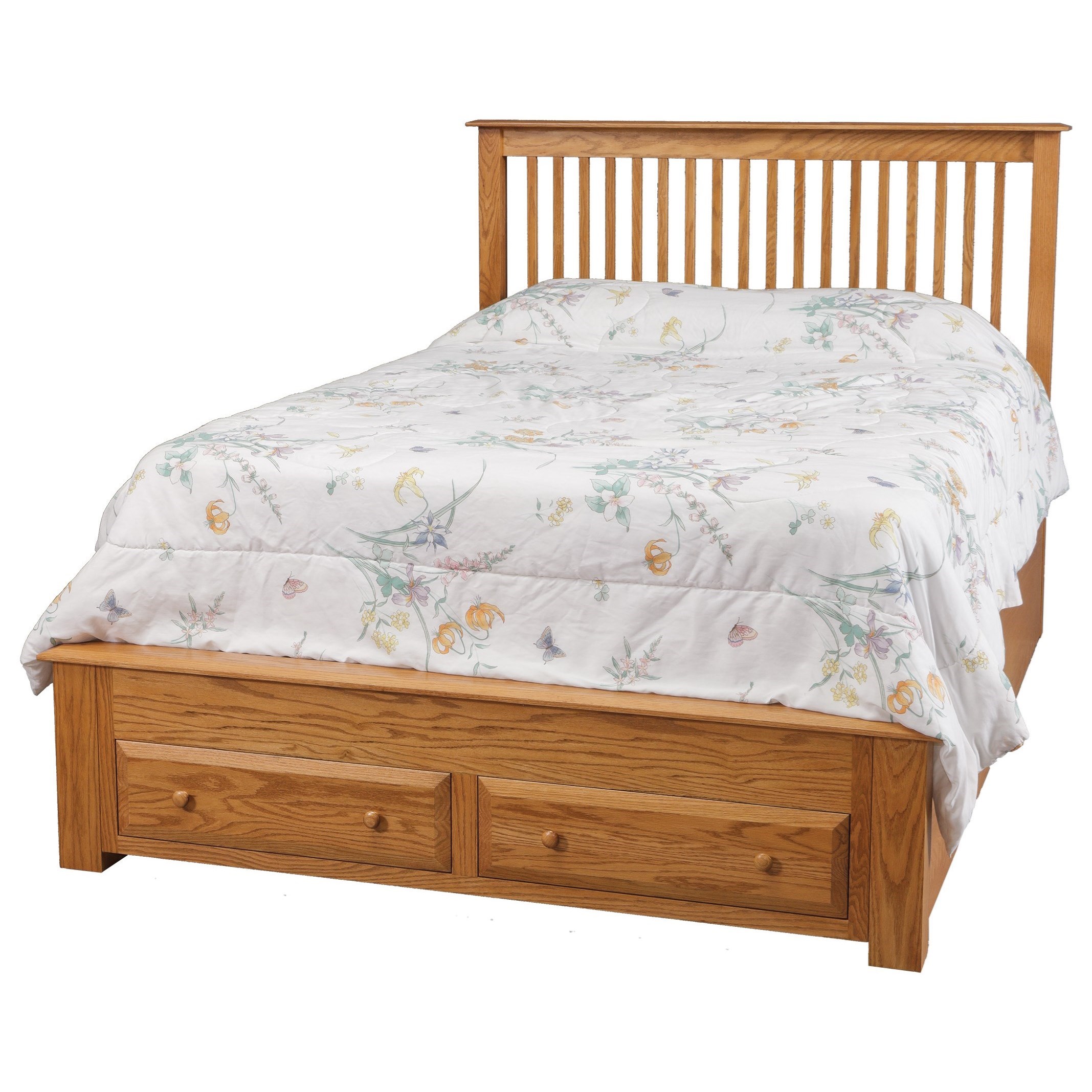 Daniel's Amish Simplicity King Pedestal Footboard Storage Bed with 2